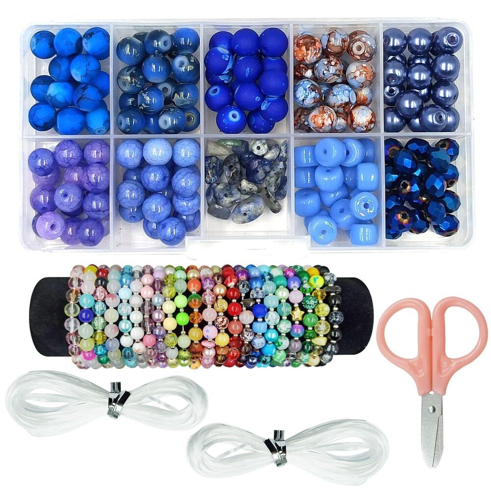 7223 Beads for Bracelet Making Kit, 8mm Acrylic Glass Colorful Beads Round